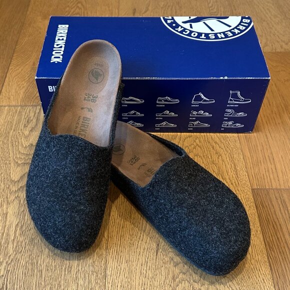 Birkenstock Amsterdams BS Anthracite Felt Slipper Clogs (Anthracite Grey) - Picture 8 of 16